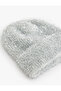 Shiny Plush Knitted Beanie with Layered Edges - 3