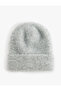 Shiny Plush Knitted Beanie with Layered Edges
