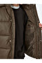 Slim Fit Hooded Faux Leather Puffer Jacket - 5