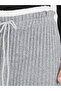 High Rise Ribbed Knit Wide Leg Pants with Drawstring - 3
