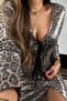 Black Leopard Sequined Lace up Jacket