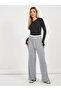 High Rise Ribbed Knit Wide Leg Pants with Drawstring