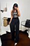 Heart Neck Velvet Sequined Bustier Black - 2