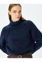 Turtleneck Stitching Detail Long Sleeve Knitwear Sweater - 2