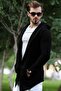 Hooded Black Long Men's Cardigan