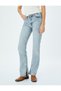 High Waist Spanish Leg Skinny Fit Buttoned Slit Detail Jeans - Slim Flare Jeans - 3