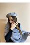 Gray french painter beret and shawl set - plain wide scarf - shoulder shawl gift new year christmas - 2