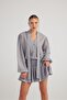 Glittery Fabric Ruffled Mini Vanesa Dress Gray - 3