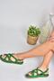F470135104 Green Fabric Women's Sandals - 2
