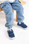 Pearl Double Velcro Leather Fur Lined Unisex Shoes Denim - 2