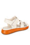 Deri̇club Women's Strappy Flat Sole Velcro Sandals Real Leather Zy 7845 Beige - 5