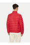 Men's Stand Collar Insulated Brand Logo Zippered Red Coat - 2