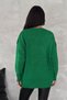 Women's Green Standard Size Stone Embroidered Oversize Knitwear Sweater - 6