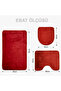 Unicolor Plain Red 3-Piece Bath Mat Rug Set Non-Slip Toilet Seat Set - 6