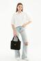 Black Canvas Bag with Front Pockets Sw - 6