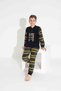 Men's Young and Children's Long Sleeve Fleece Fabric Winter Warm Sleepwear Set 3739Sk - 2