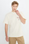 100% Cotton Loose Fit Relaxed Fit Crew Neck Men's Ecru Back Printed T-Shirt