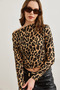 Women's Beige Boat Neck Corded Leopard Crop Blouse Blz- 19002789 - 5