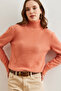Women's Salmon Turtleneck Soft Textured Bearded Sweater Kzk- 19000861 - 3