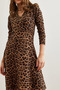 Women's Leopard Brown Double Breasted Knitted Dress Elb- 19000962 - 5