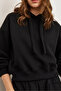 Women's Black Hooded Lace-Up Waffle Sweatshirt Swt-19000708 - 7