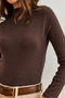 Women's Bitter Brown Stand Collar Flowy Soft Touch Blouse Blz- 19002758 - 8