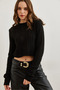 Women's Black Wave Knitted Crop Sweater Kzk-19000822 - 2