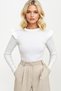 Women's White Ruffle Shoulders Half Fisherman Sweater ALC-X5194