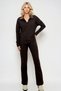 Women's Brown Polo Collar Top and Palazzon Pants Knitwear Bottom Top Set Alc-796-001
