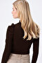 Women's Bitter Brown Princess Sleeve Half Turtleneck Camisole Blouse ALC-X5042 - 3