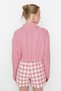 Pink Crop Polo Collar Knitwear Cardigan Twoaw22Hi0448 - 4