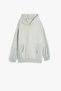 Gray Girl's Oversized Hooded Sweat Long Sleeve Kangaroo Pocket Parachute Fabric Detailed 5Wkg10004Ak |   K - 3