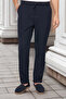 Lacivert Beli Lastikli Slim Fit Duble Paça Kumaş Pantolon TMNAW21PL0107