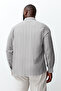 Haki Regular Fit Rahat Düğmeli Yaka Cizgili Büyük Beden Gömlek TMNSS23GO00095 - 5