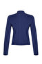 Lacivert Vücuda Oturan Fermuarlı Dik Yaka Örme Spor Ceket/Sweatshirt TWOAW23BZ00592 - 8