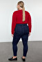Koyu Mavi Yüksek Bel Esnek Büyük Beden Skinny Jeans TBBSS22JE0075 - 6