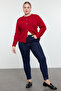 Koyu Mavi Yüksek Bel Esnek Büyük Beden Skinny Jeans TBBSS22JE0075