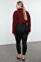 Siyah Yüksek Bel Dar Paça Esnek/Stretch Büyük Beden Skinny Jeans TBBAW23CJ00059 - 6