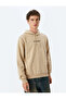 Slogan Printed Cotton Blend Raster Hooded Sweatshirt - 3