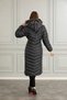 Women's Smoked Long Inflatable Coat with Hooded Fur - 8