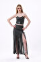 Zippered faux leather bustier |   Bust34504 hakı - 4