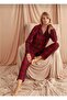 Suede Buttoned Baby Collar Long Sleeve Long Bottom Pajama Set - 3