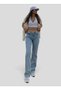 Diyzi 90's Medium Blue Snow Wash Blue Lycra Super Extra High Waist Palazzo Loose Jean Trousers - 5