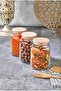 3-Pack Wooden Lid Vacuumlumvstorage Container Jar 800ml - 2