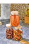 3-Pack Wooden Lid Vacuumlumvstorage Container Jar 800ml - 3