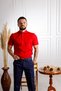 Premium Polo Collar Regular Fit (Classic Fit) Textured 100% Mercerized Cotton Red T-Shirt - 5