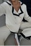 Button Detailed Flexible Knitwear Fabric Cardigan and High Waist Trousers White Double Knitwear Suit 2501