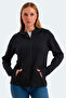 Vasco Women's Zippered Hooded Black Sweatshirt with Pockets