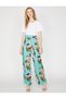 Women's Green Normal Waist Relaxed Cut Wide Leg Trousers 9YAK48369CW