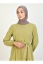 Layered Chiffon Hijab Dress - Olive Green - 2